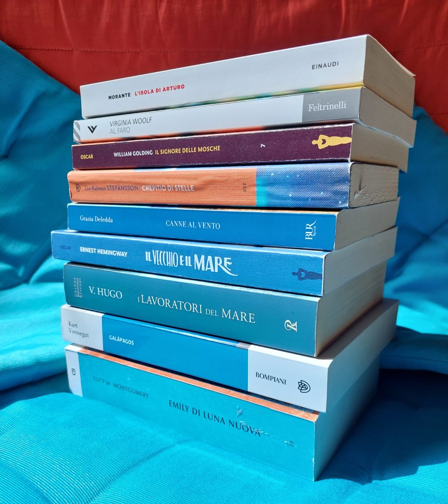 I libri protagonisti del viaggio di Arcipelago letterario. 
Foto scattata nella primavera 2024.
